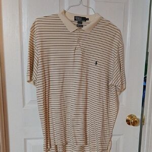 Polo by Ralph Lauren Men's Beige Striped Polo Shirt